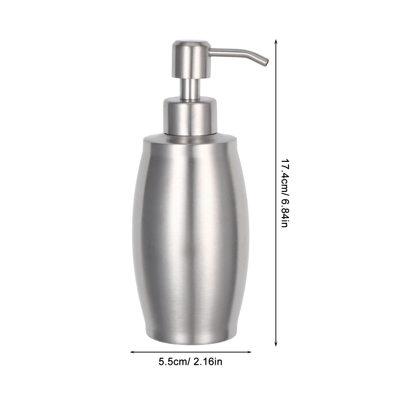 Metal Soap Dispenser Oval Shape for Liquid Lotion Shampoo Kitchen Bathroom Silver Pump Bottle Dispenser Soap Bottle