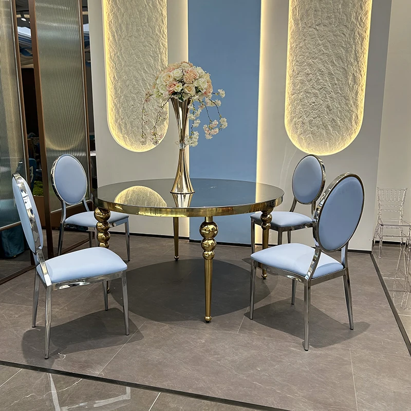 Hotel Furniture Wedding Chairs for Events Banquet Dining Gold Luxury Metal Stainless Steel Chair Party Throne Sillas Modern
