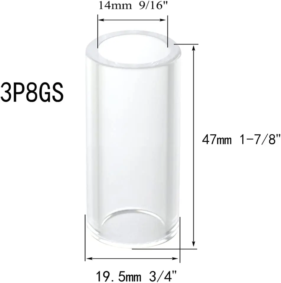 RIVERWELD TIG Glass Cups Clear Quartz Nozzle 3P8GS 9/16\