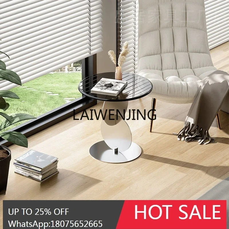 

cream tempered glass ultra-small coffee table household round table