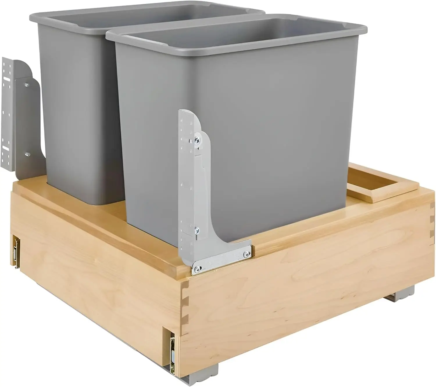 

Rev-A-Shelf 4WCBM-2430DM-2 Double 30-Quart Maple Bottom Mount Kitchen Pullout Waste Container Trash Cans with Soft Open & Close