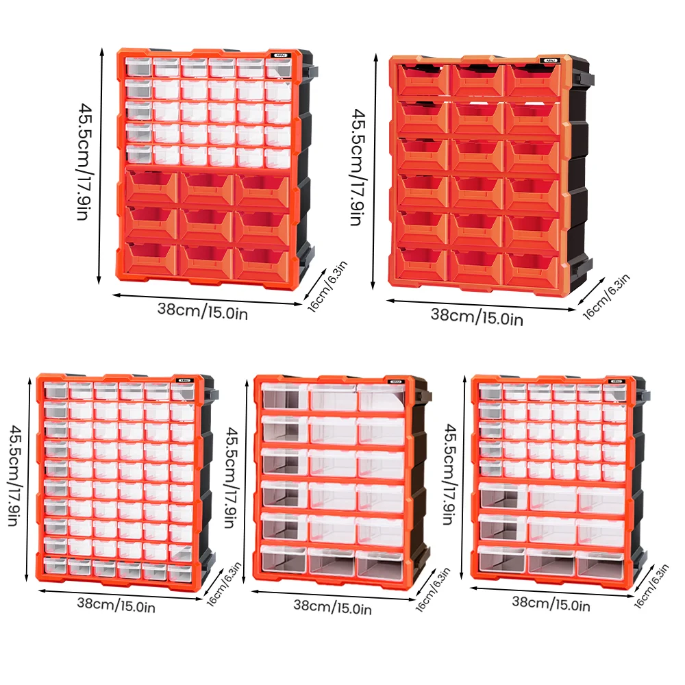 AIRAJ 18/39/60 Drawer Multi functional Parts Box Transparent Plastic Storage Box - Spliceable 15 inch Home Storage Best Choice
