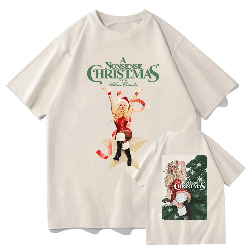 A Nonsense Christmas with Sabrina Carpenter TShirt Fashion Men Aesthetic T-Shirt Unisex Cartoon Casual Vintage Cotton Tees Shirt