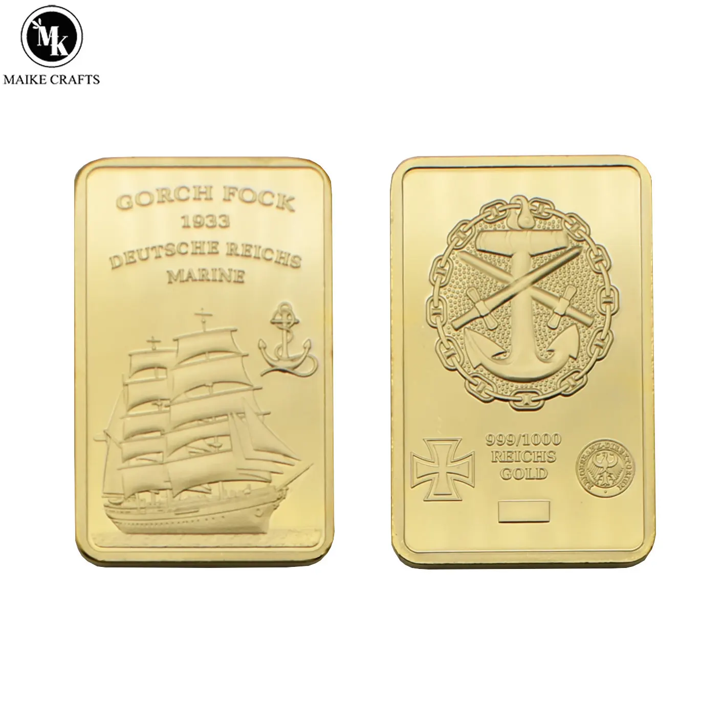 

German Marine Corps Gold Coin Gold Plated Metal Craft Square Badge Commemorative Collection Gift