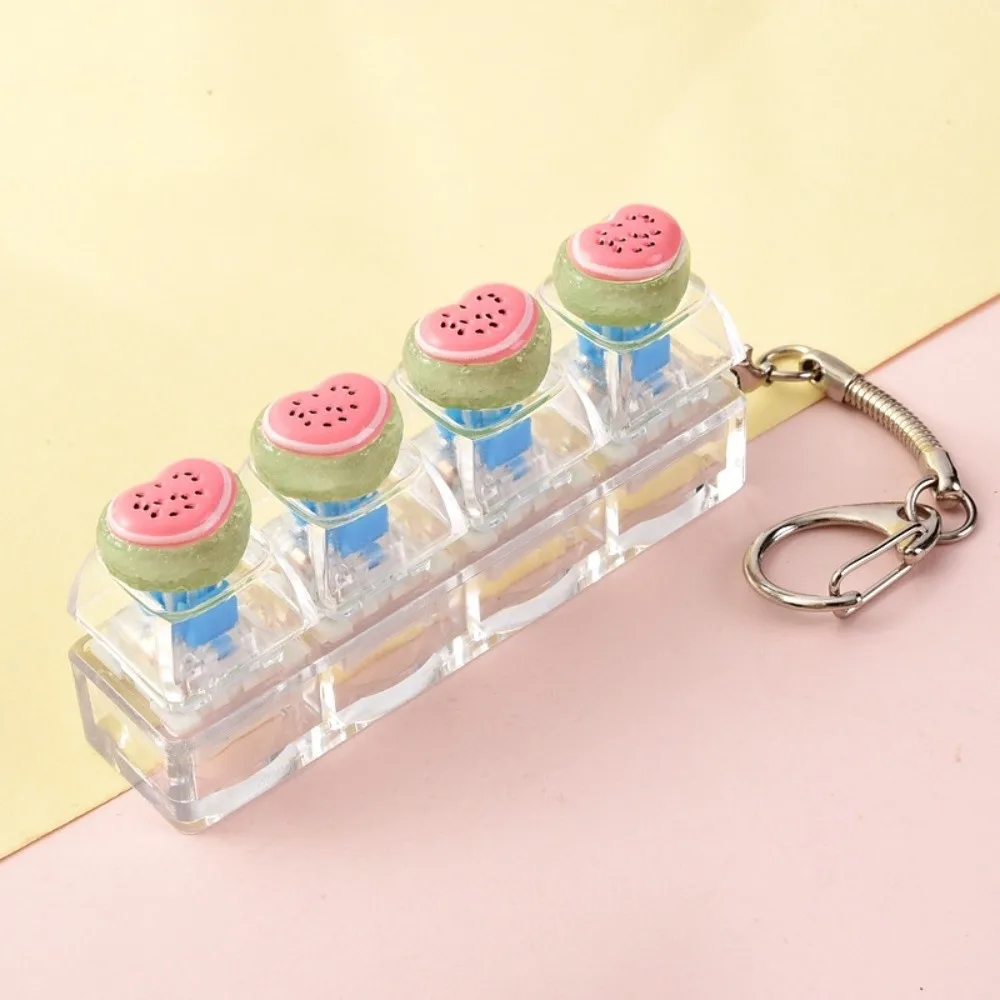 Ideal Travel Companion 4-Key Fidget Keychain Fruit Smooth Push Button Keychain Cute Portable Mini Keychain Pendant Office Use