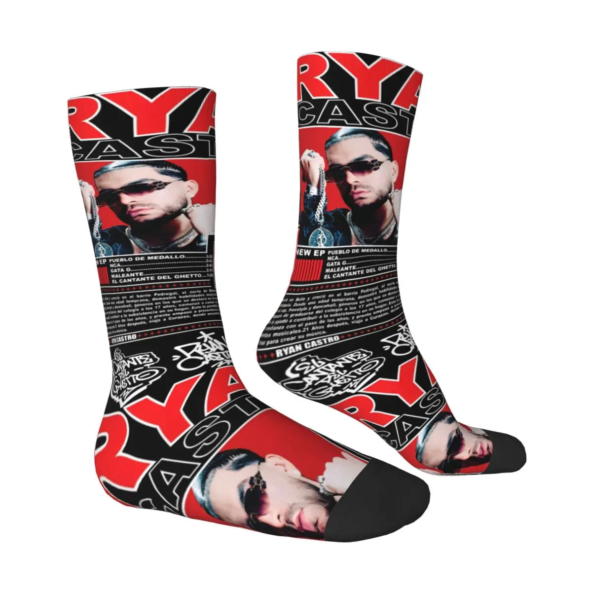 Rapper Ryan Castro Music Album Tour 2025 Cover Socks Gothic Stockings Men Medium Soft Cycling Socks Spring Design Non Slip Socks