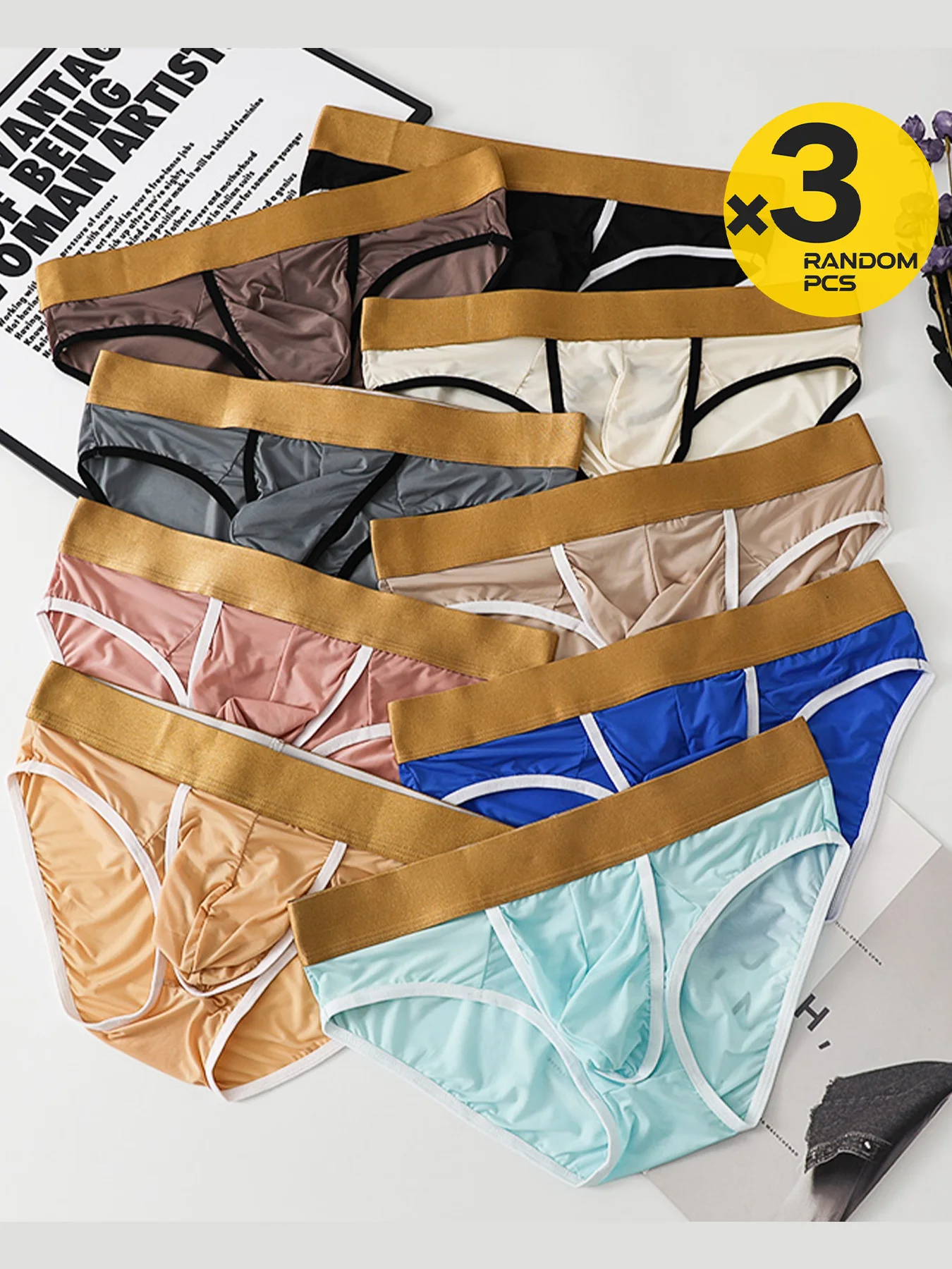 กางเกงบ็อกเซอร์ชายแบบเปิดด้านหน้า ระบายอากาศได้ดี ช่วยยกกระชับอวัยวะเพศชาย  แบบแยกช่องใส่  3 ชิ้น คละแบบ