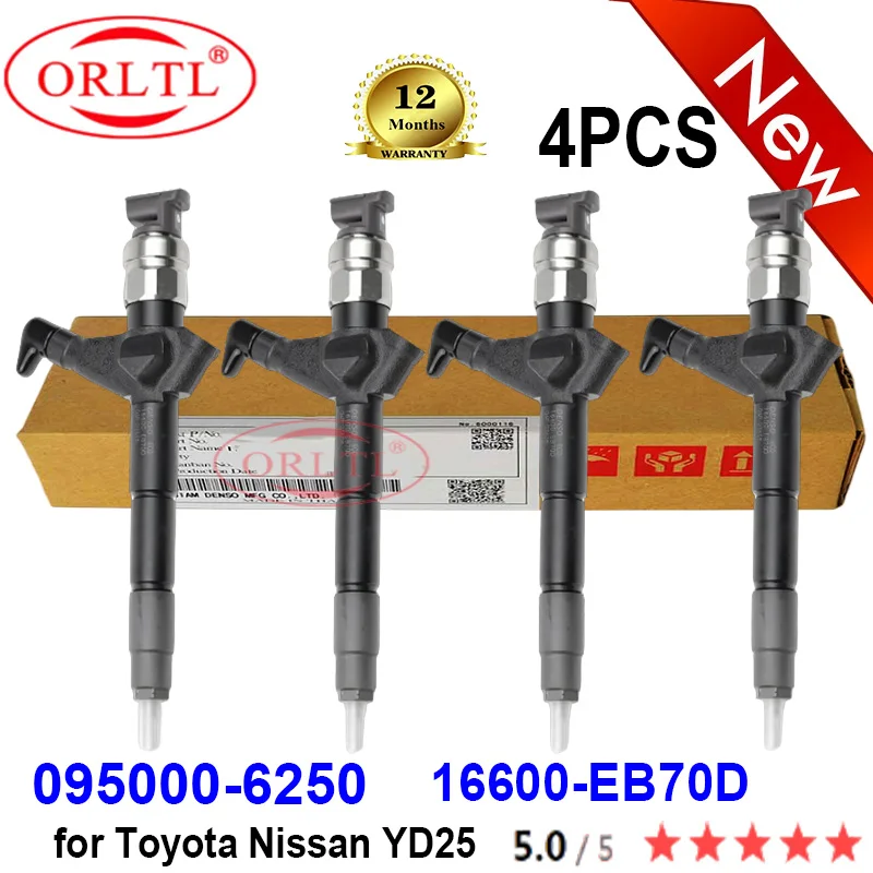 

4PCS New Injector 16600-EB70D 095000-6250 095000-6253 16600-EB70A 16600EB70D For TOYOTA Nissan Navara