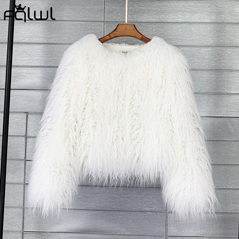 Habbris Colorful Warm Faux Women Fur Coat Loose Black White Pink Plush Coat 2024Female Jacket Fur Autumn Winter Shaggy Outerwear