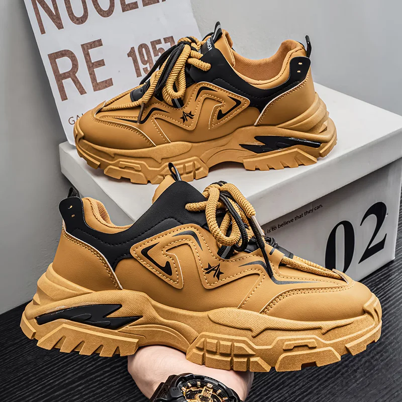 

2025 New Classic Men's Sneakers High Help Thick Bottom Workwear Casual Shoes for Youth Outdoor Lightweight Sports Running Shoes