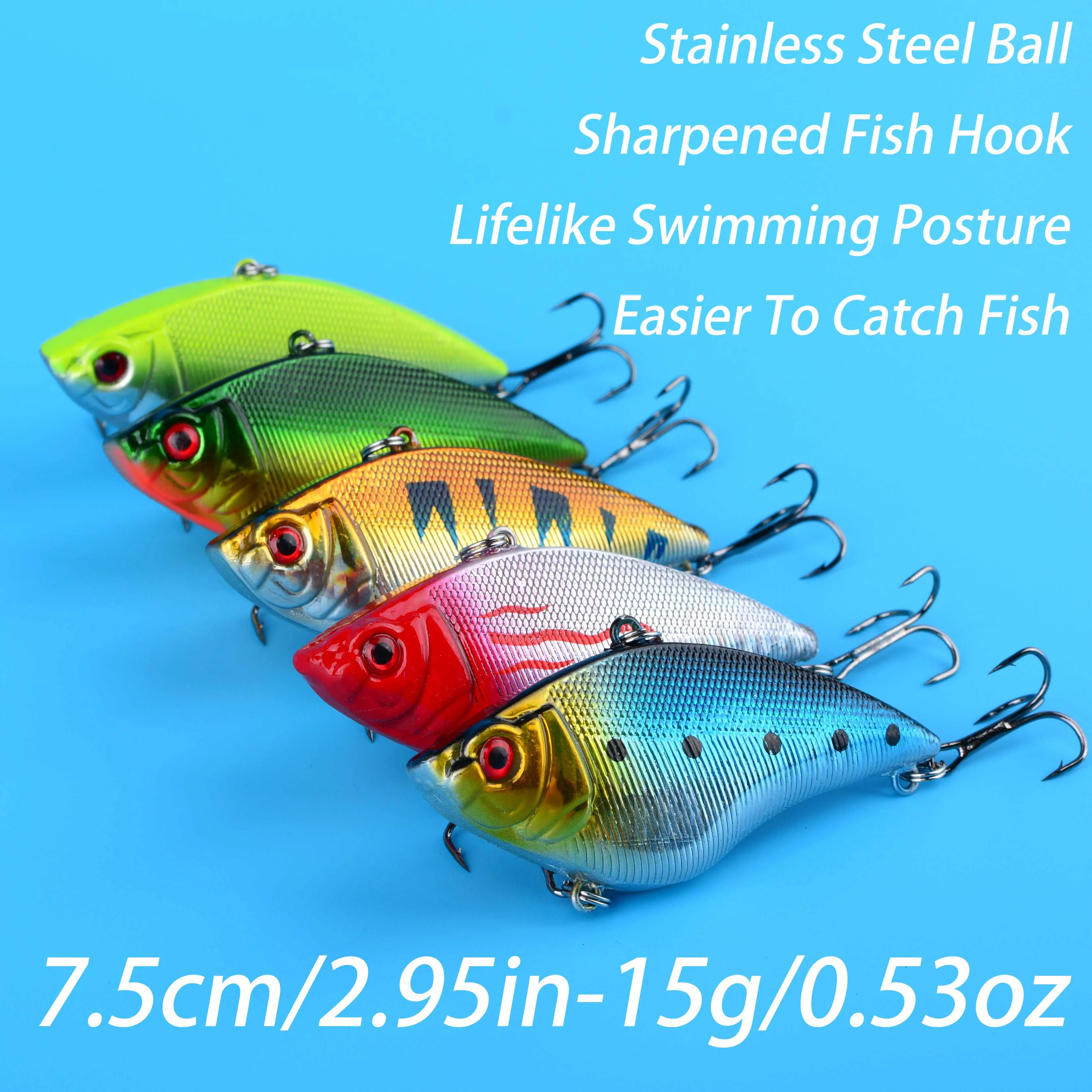 5 قطعة من البلاستيك VIB الصيد إغراء الصلب المتذبذب الطعم الاصطناعي باس بايك التصيد Pesca صيد السمك