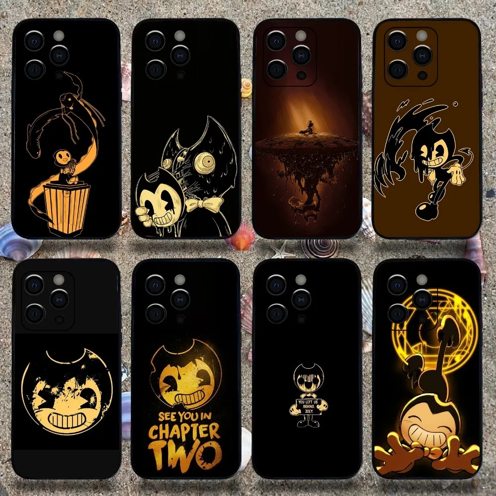 B-Bendy The Ink M-Machines Phone Case For Apple iPhone 15,14,13,12,11,Pro,X,XS,Max,XR,Plus,Mini Soft Black Cover