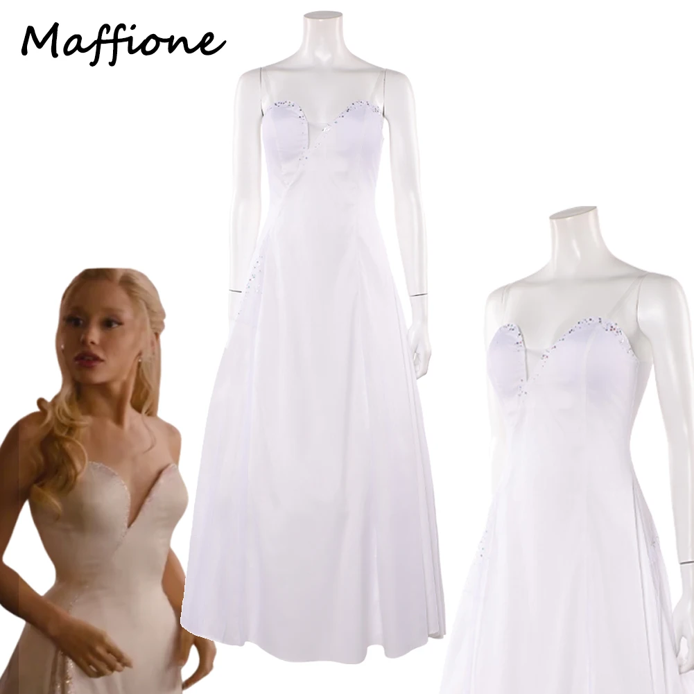 Wicked 2025 For Good Glinda Wedding Dress Cosplay White Dresses Costume Women Adult Female Halloween Party Long Skirts Clothing