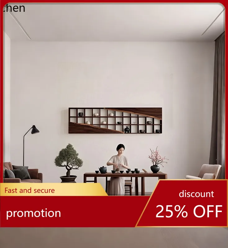 ZMLBogu Rack Solid Wood Chinese Teacup Rack Duobao Pavilion Wall Mounted Storage Antique Rack Display Cabinet