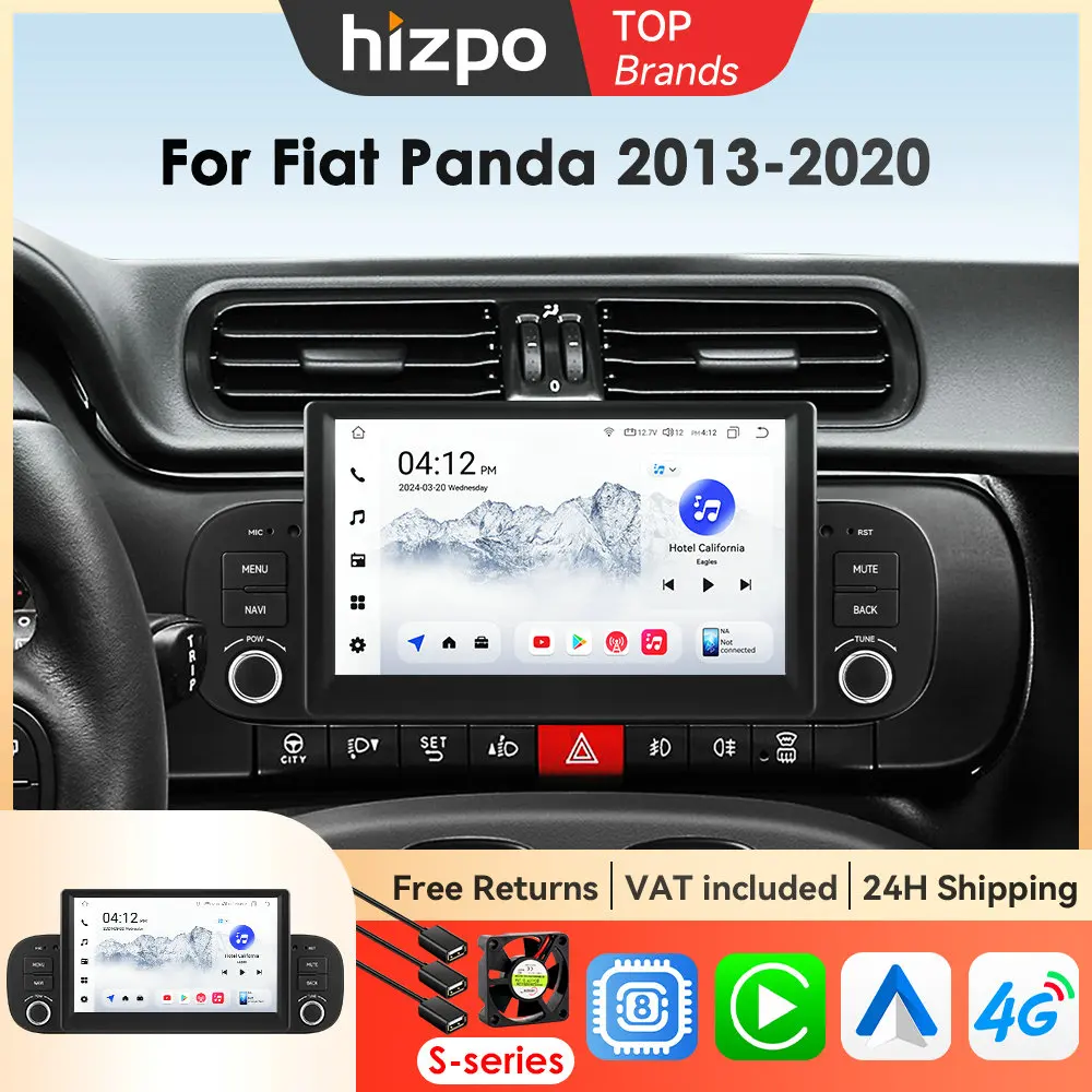Hizpo 7 pouces Android Auto autoradio Bluetooth pour Fiat Panda 2013 - 2020 GPS Navigation 4G Carplay SWC UI7862 lecteur multimédia