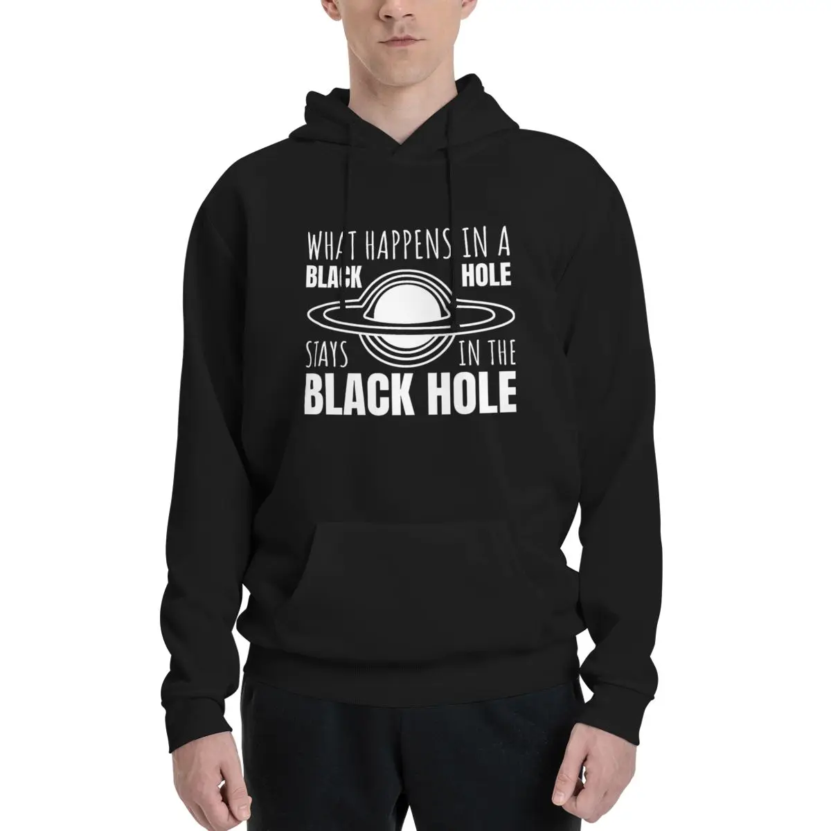 What Happens In A Black Hole Stays In The Y Couples Plus Velvet Hooded Sweater Novelty Vintage Home Cute Hooded rope Hoodie