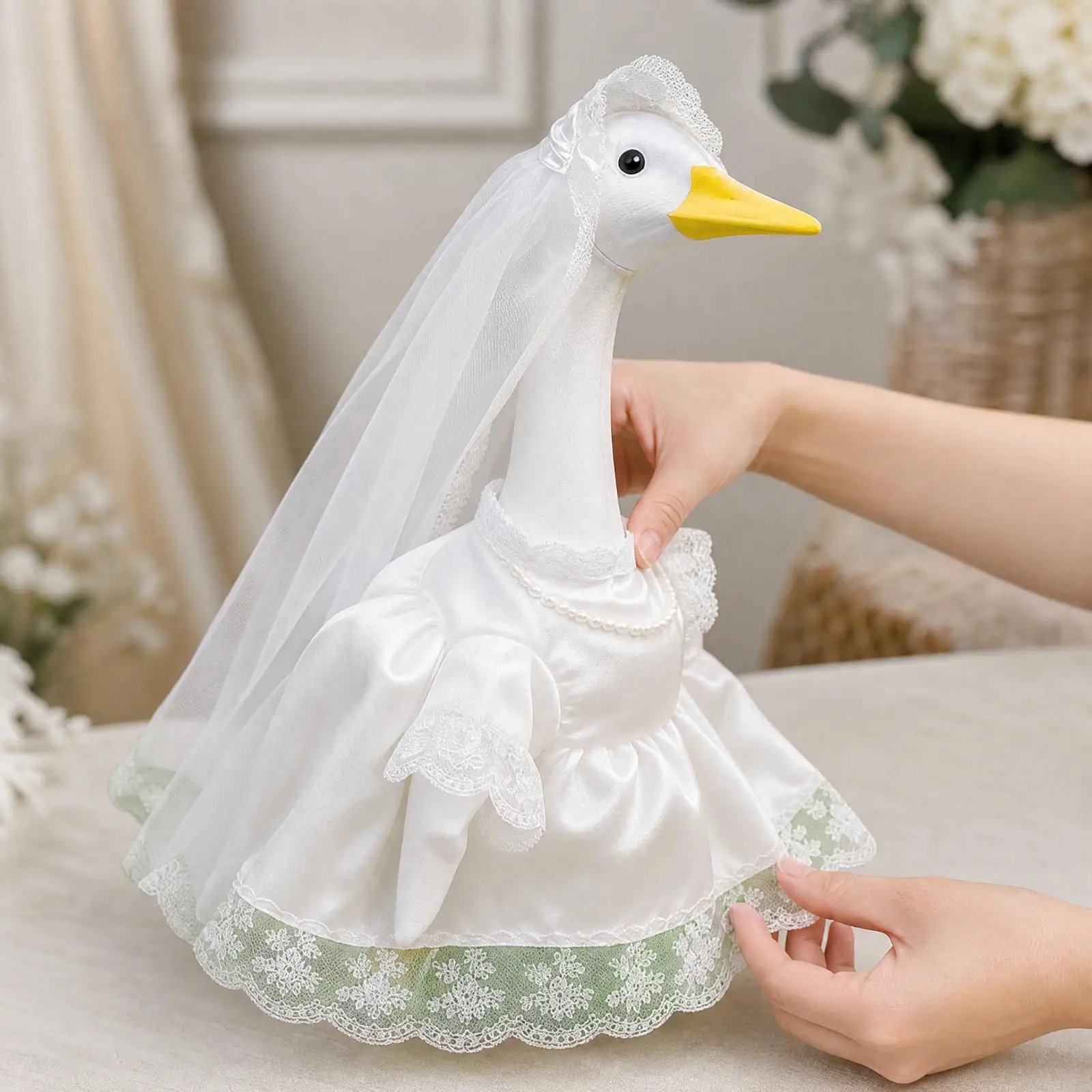 Bride Goose Costume with Headpiece Adorable Decorative Goose Bridal Outfit Easy to Put on for Seasonal Photo Moments, Outdoor