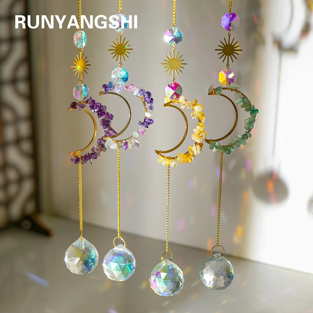 1 יחידה מסננת קריסטל טבעית ספיר ים אבן שבורה חרוזים אוקטגונליים כדור קריסטל צליל רוח מסננת שמש