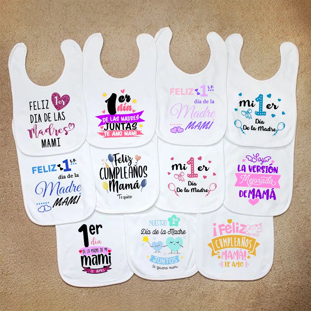 Baby Bibs Happy First Mother 's Day Print Infant Bib Toddler Cotton Infant Stuff  Newbeon Shower Present Boys Girls Burp Cloths