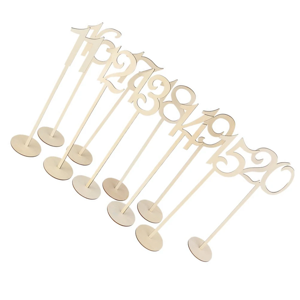 

20 Pcs Wooden Seat Cards Environmental Simple Elegant Wedding Table Numbers 1 20 Beige Banquet Decorations Practical