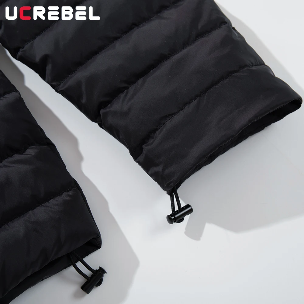 เสื้อแจ็คเก็ตดาวน์สีพื้นสำหรับผู้ชาย มีเชือกผูก ฤดูหนาว อุ่น สไตล์ไฮสตรีท ย้อนยุค ทรงหลวม แขนยาว มีฮู้ด เสื้อแจ็คเก็ตบุนวมสำหรับผู้ชาย