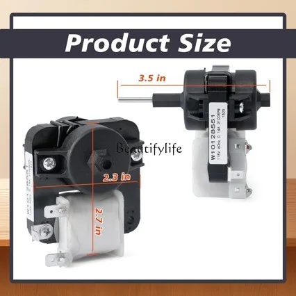 W10128551 Refrigerator freezer evaporator fan motor replacement, suitable for refrigerator 115V