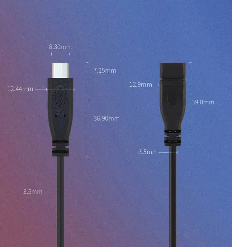 1 Stück TYPE-C Datenkabel Einzelkopf Stecker und Buchse 2/4-adrig Schnellladung Handy-Stromverlängerung USB – Detail 6