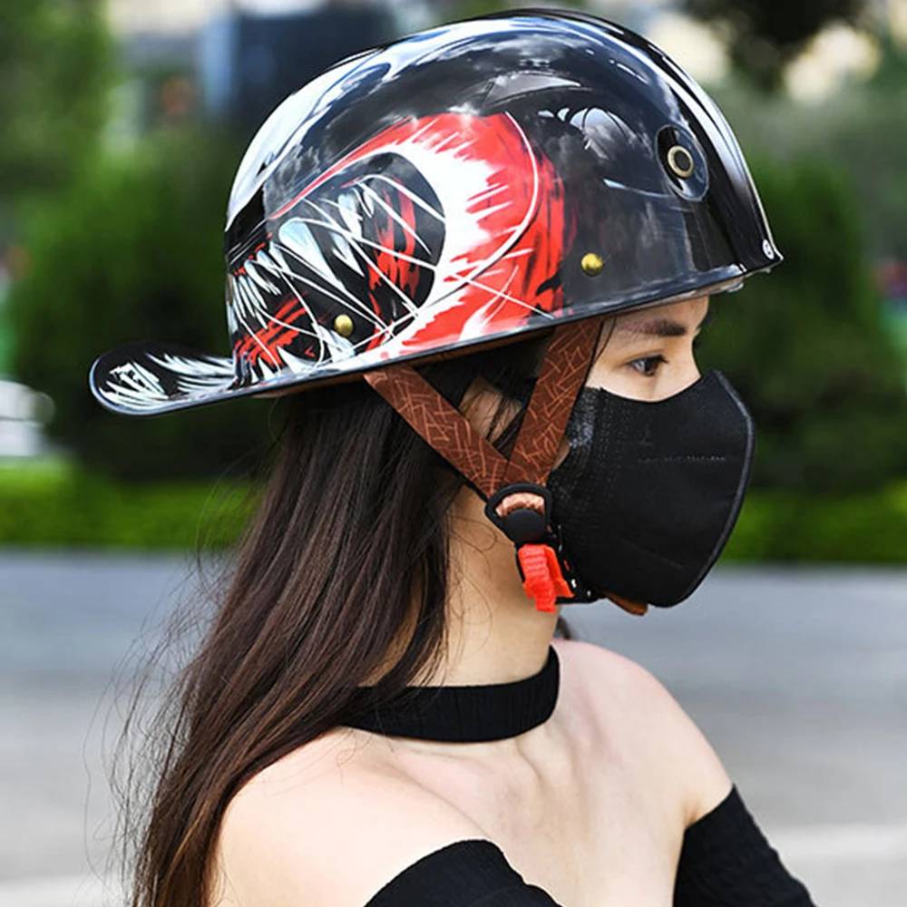 

Half Helmet Motorcycle Street Retro Baseball Cap Moto Half Helmet Men Women Motorbike Helmet ECE DOT Approved