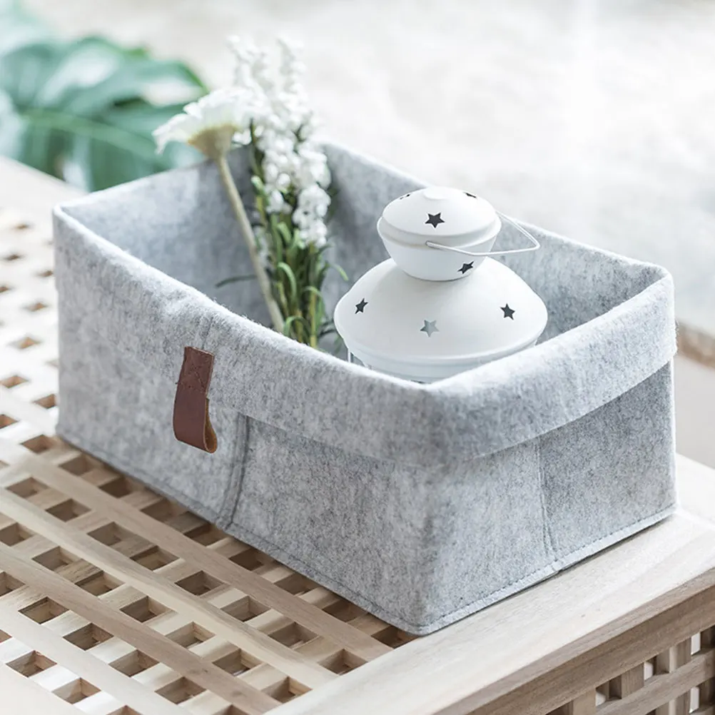 

3pcs Felt Storage Basket Compact Home Use Desktop Organizer Household Basket For Office Bedroom Living Room Practical