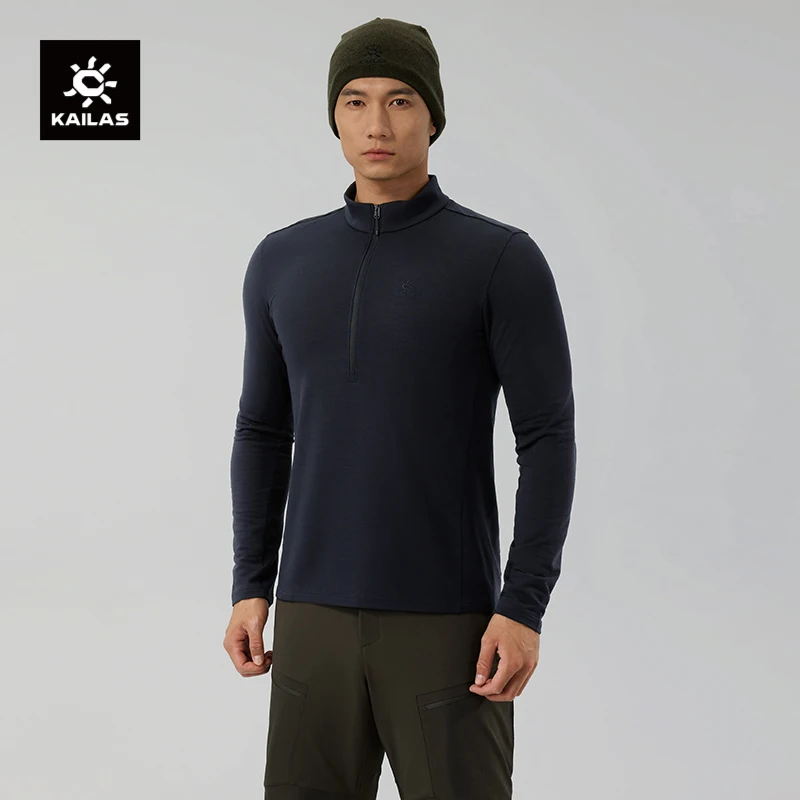 

KAILAS Men's Wool Stand Collar Functional Long Sleeve T-Shirt KG2442143
