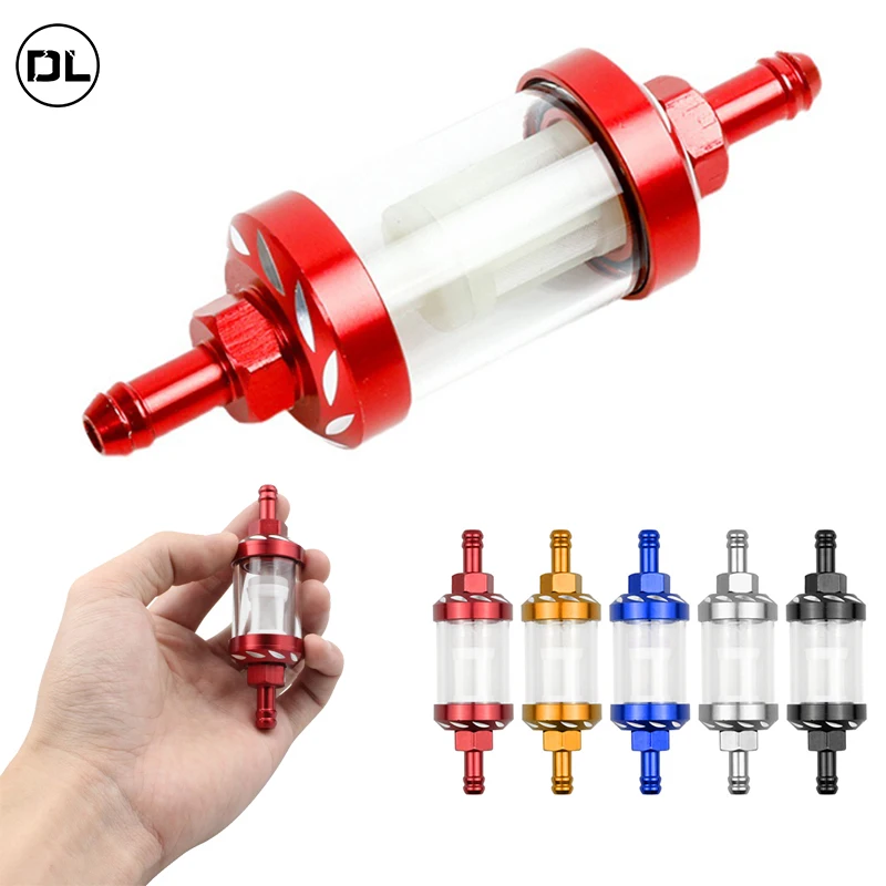 

8mm Aluminum Alloy Glass Motorcycle Gas Fuel Gasoline Oil Filter Moto Accessories for ATV Dirt Pit Bike Motorcycle Parts