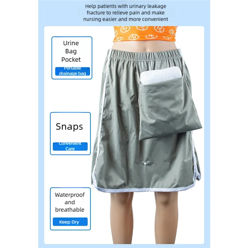 وسادة العناية بالسرير AIO مقاومة للماء وقابلة للغسل ويمكن ارتداؤها (قطعة واحدة) - سروال تنورة حفاضات صيفي للبالغين بطبقة واحدة