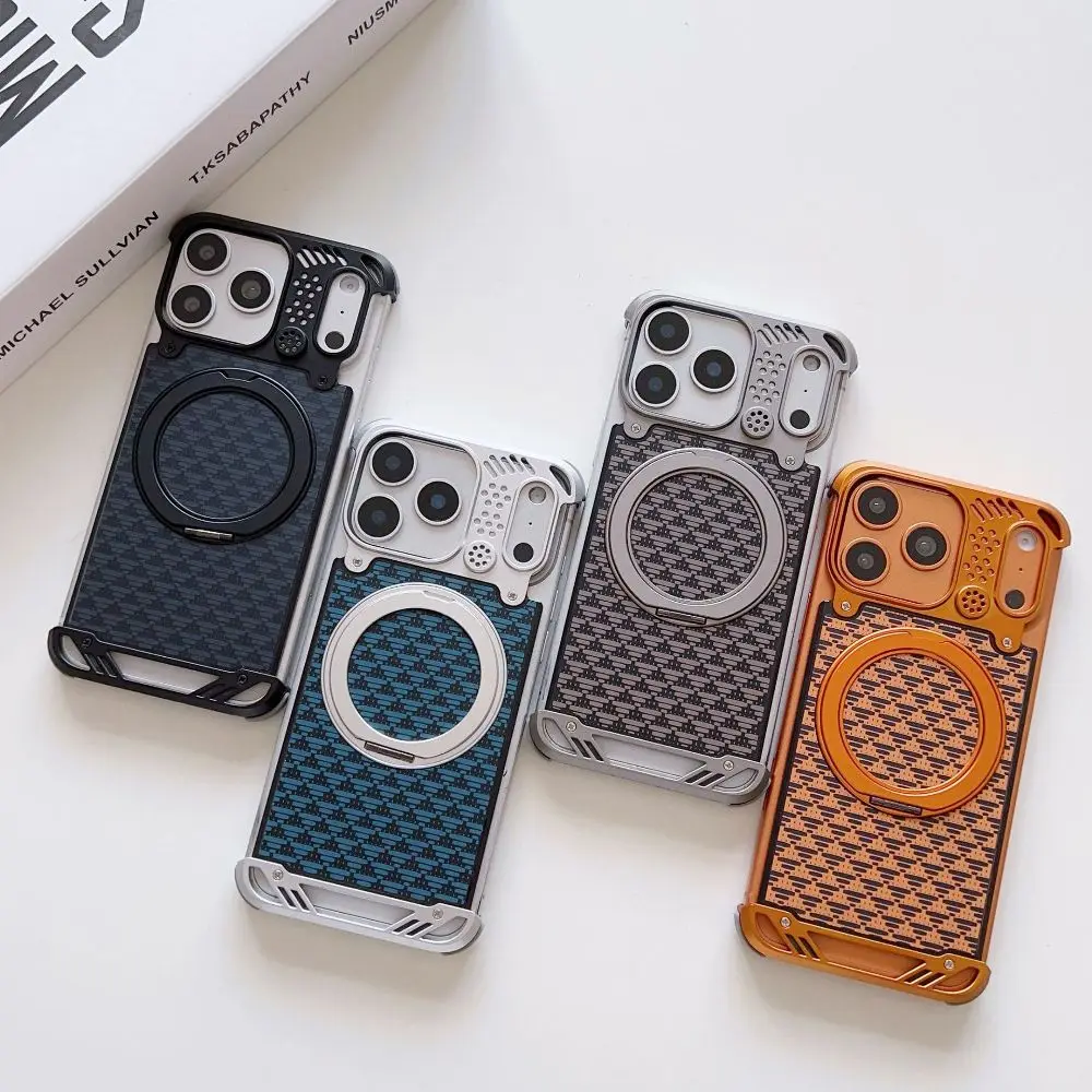 

Classic Solid Color Aluminum Alloy Phone Case for iPhone 17 16 15 14 13 Pro Max with 360 ° Rotating Bracket