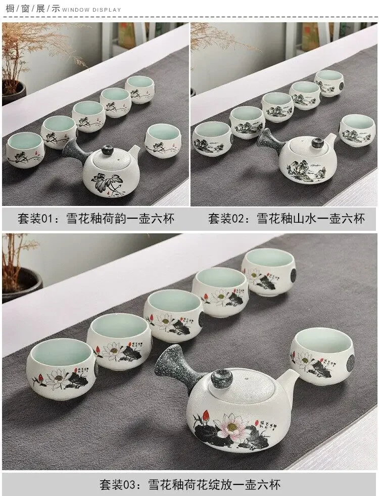 Chinese Travel Kung Fu 7pcs Tea Sets Ceramic Portable Porcelain Service Gaiwan Tea Cups Ceremony Teapot Gift Box Teaware Sets