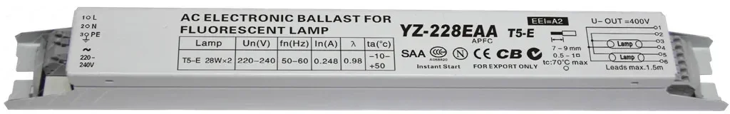 3AAA الصابورة الإلكترونية YZ-228 EAA/YZ-328EAA T5-E 28W الصابورة 2X28W 3X28