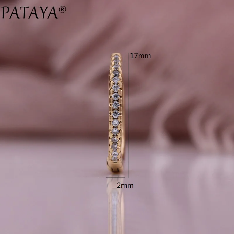 PATAYA New Round Earrings Women Fashion Fine Wedding Jewelry 585 Rose Gold Color Micro Wax Inlay Natural Zircon Dangle Earrings