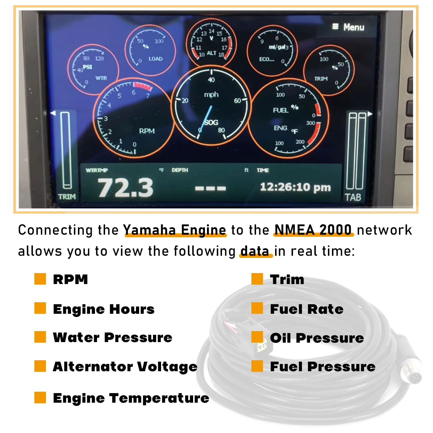 For Lowrance & Simrad 000-0120-37 for Yamaha Engine Interface Cable NMEA 2000 (7M) w/\