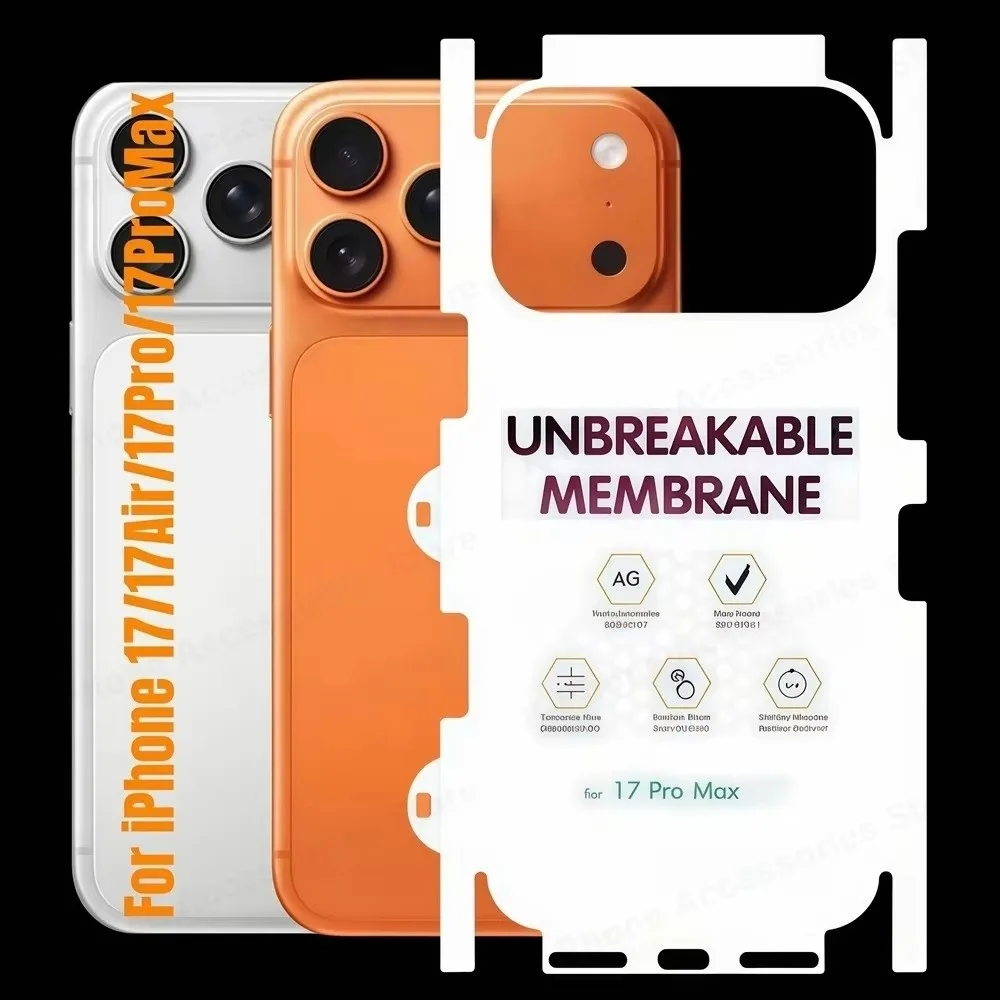 Película de hidrogel trasera suave antiarañazos, Protector de pantalla con anillo dorado mate, película de cubierta completa antirotura para iPhone 17 Pro Max Air