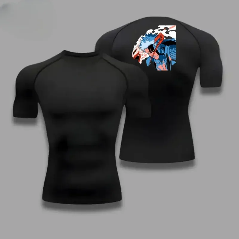 T-shirt a compressione manica corta da uomo Bleach Traspirante Elasticità ad asciugatura rapida Stampa ragno Corsa Ciclismo Allenamento in palestra Camicie
