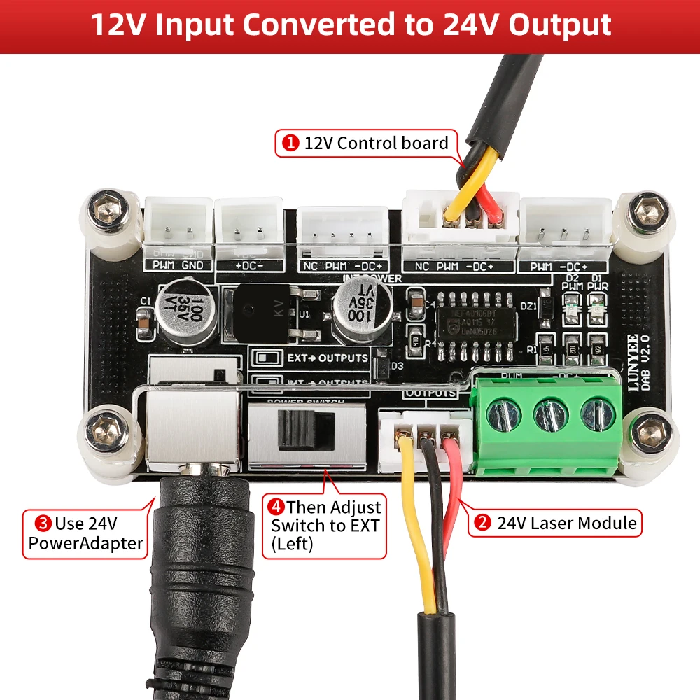 

LUNYEE 20W 40W 80W Laser Interface Driver Adapter Board Transfer Board for Laser Engraving Cutting Machine Laser Module Tools