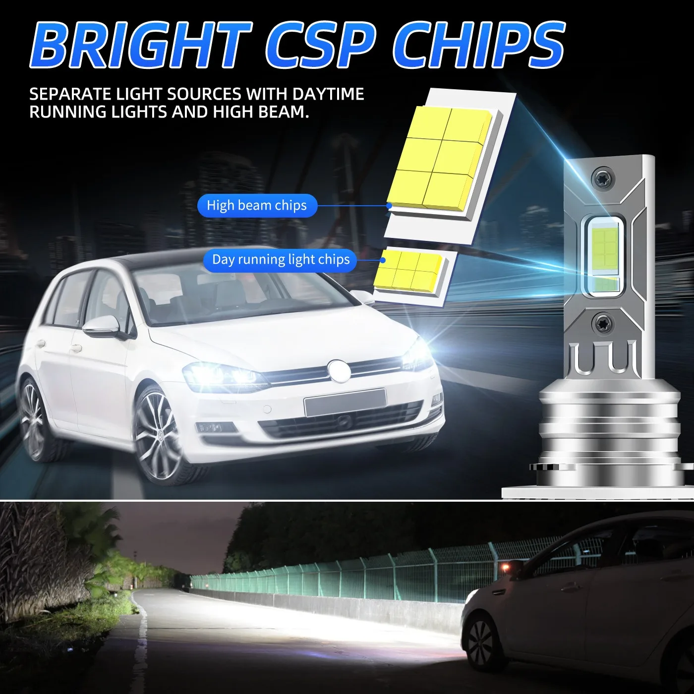 

H15 LED Headlight Bulbs 12V 90W 6000K High Low Beam with Canbus for Edge Golf