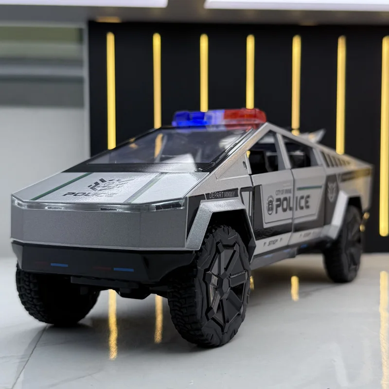 

1:24 TESL Cyber trucks Alloy Pickup Car Model Diecast Metal Off-road Vehicles Car Model Sound and Light Simulation Kids Toy Gift