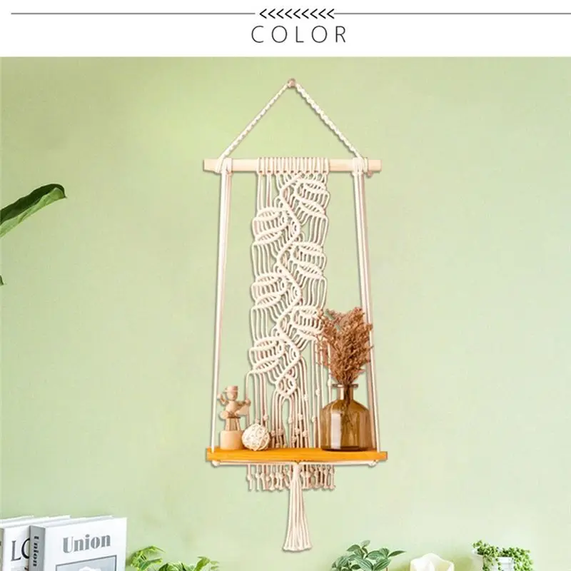 HLZS-Hand-Woven Fringed Tapestry Bohemian Style Room Decoration Shelf Wall Hanging Homestay Living Room Wall Decoration