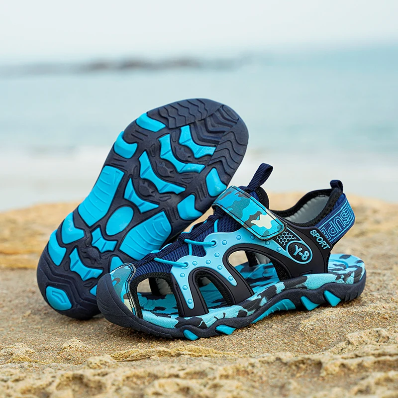 New Style 2026 Summer Children Sandals Fashion Sneakers Lightweight Non-slip Soft Bottom PU Leather Boys Comfortable Shoes