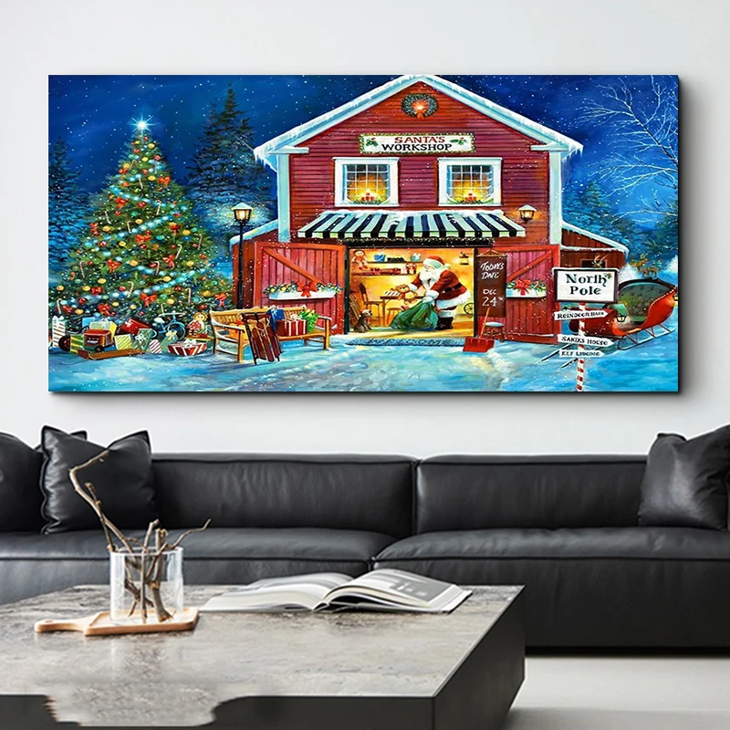 

DIY Diamond Painting Kits Home Deco, 5D Santa Claus Diamond Embroidery, House Landscape, Bedroom, Living Room, Wall, Full Drill