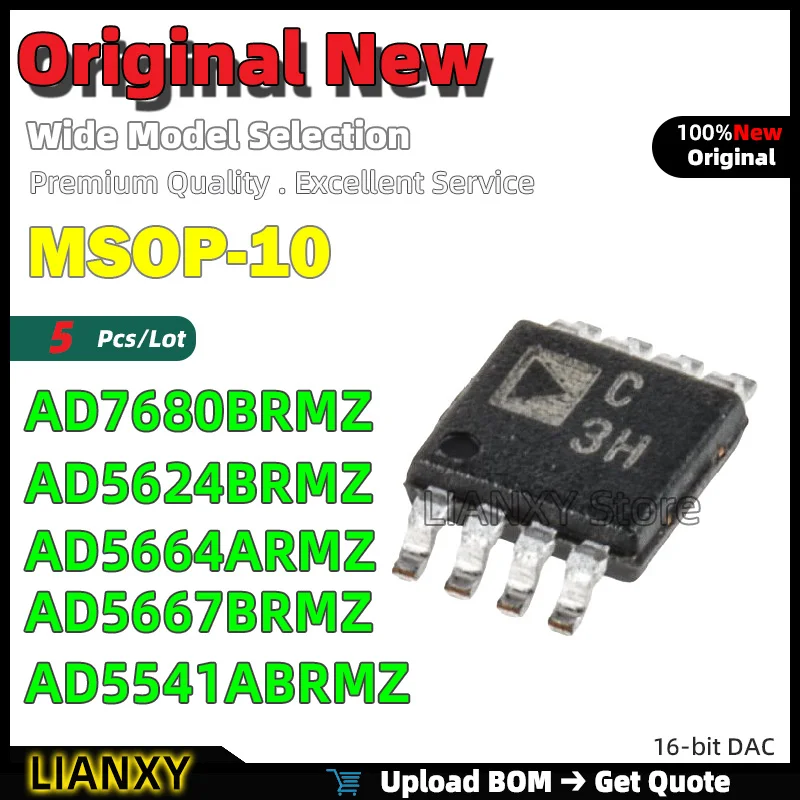 5pcs-msop-10-ad7680brmz-ad5624brmz-ad5664armz-ad5667brmz-ad5541abrmz-16-bit-dac-new-original