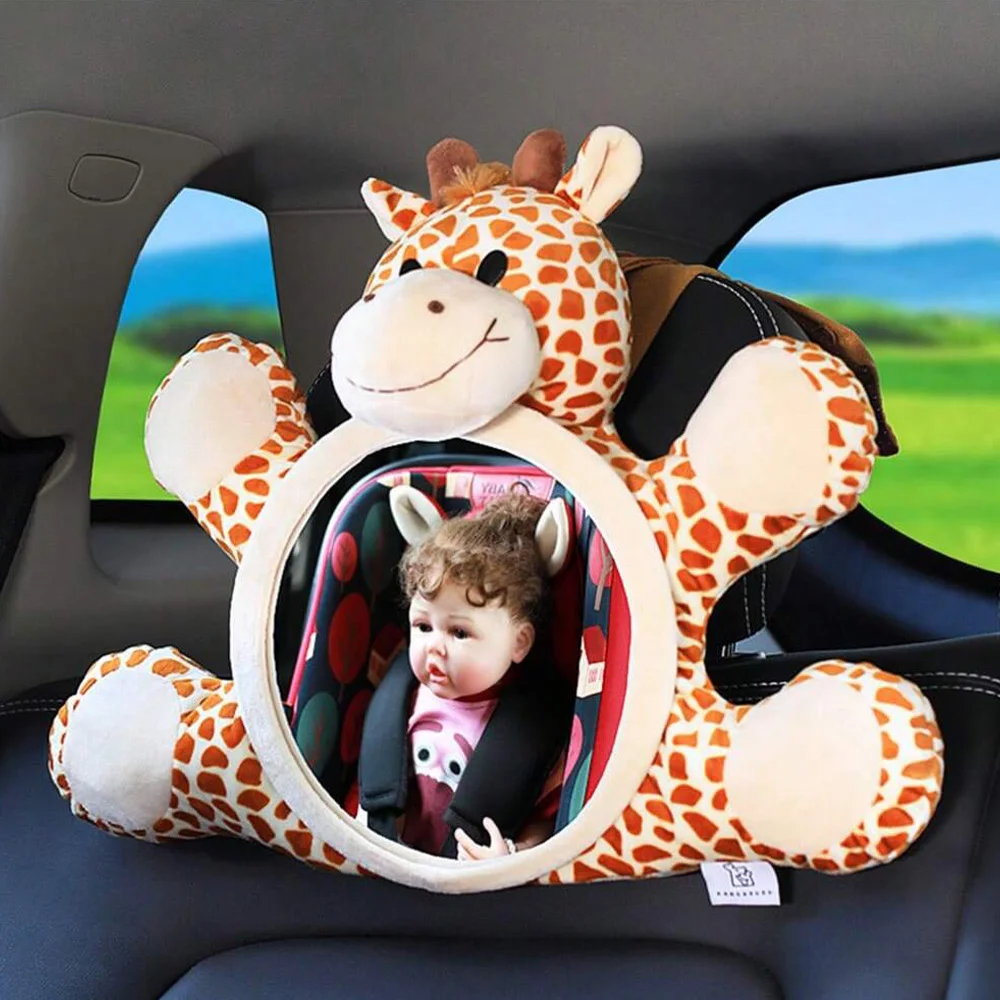 مرآة أمان لمقعد السيارة للواجهة الخلفية ، للرضع ، قابلة للتعديل بالكامل ، مرآة زخرفية كرتونية ، رؤية واسعة ، شفافة كريستالية ، أمان