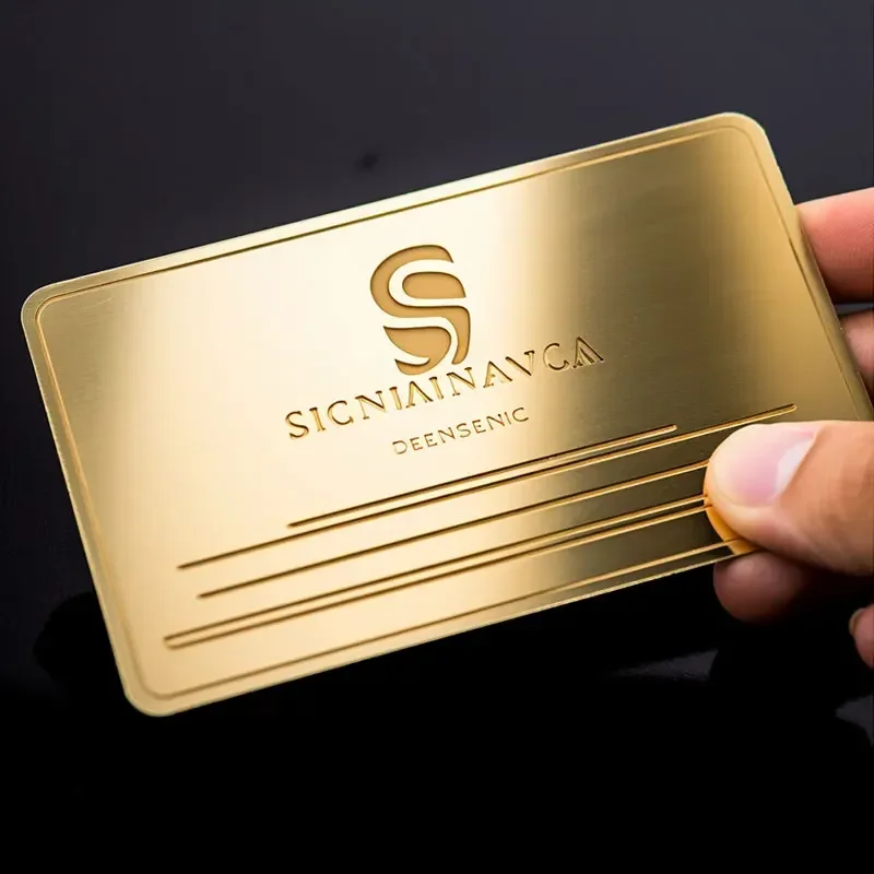 

custom，Customized.product.unique company VIP custom logo embossed gold plated metal business card