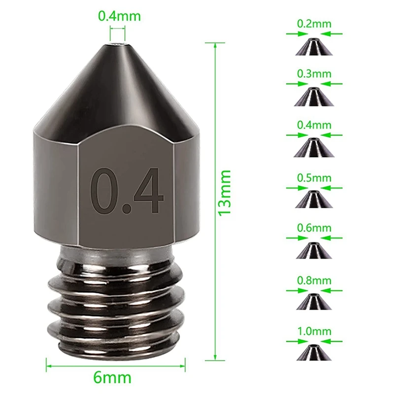 3D Printer Nozzle 11 Pieces Hardened Steel MK8 Extruder Nozzle Suitable For 3D Printer CR-10 / Ender 3/5, Ender 3