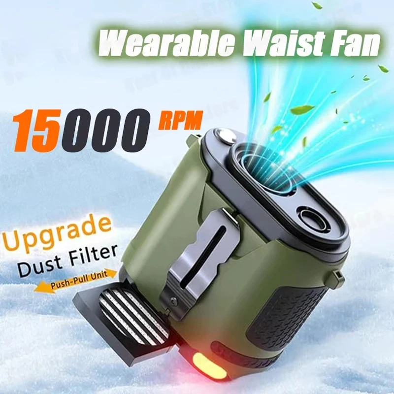 2026 New High Speed Rotating Mini Waist Hanging Fan Portable Power Bank USB Charging Fan Neck Hanging Turbofan For Outdoor